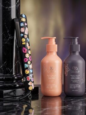 Emoji Royal Genius Flat Iron + Royale Hair Rescue Shampoo & Conditioner Set 😘